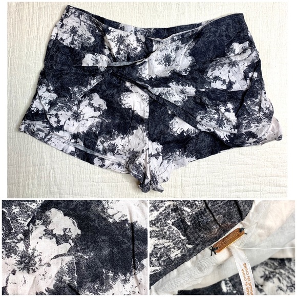 Free People Pants - FREE PEOPLE NWT Linen Wrap Shorts White Black M